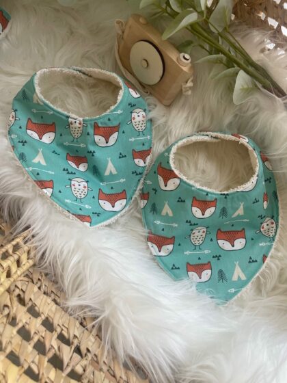 Duo bavoirs renard et hibou